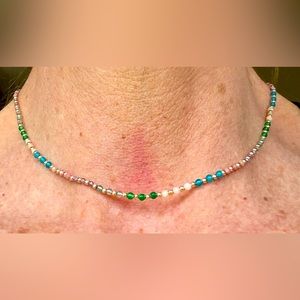 Aurora necklace - 2mm 14k gold filled beads with 2mm Semi precious stone beads